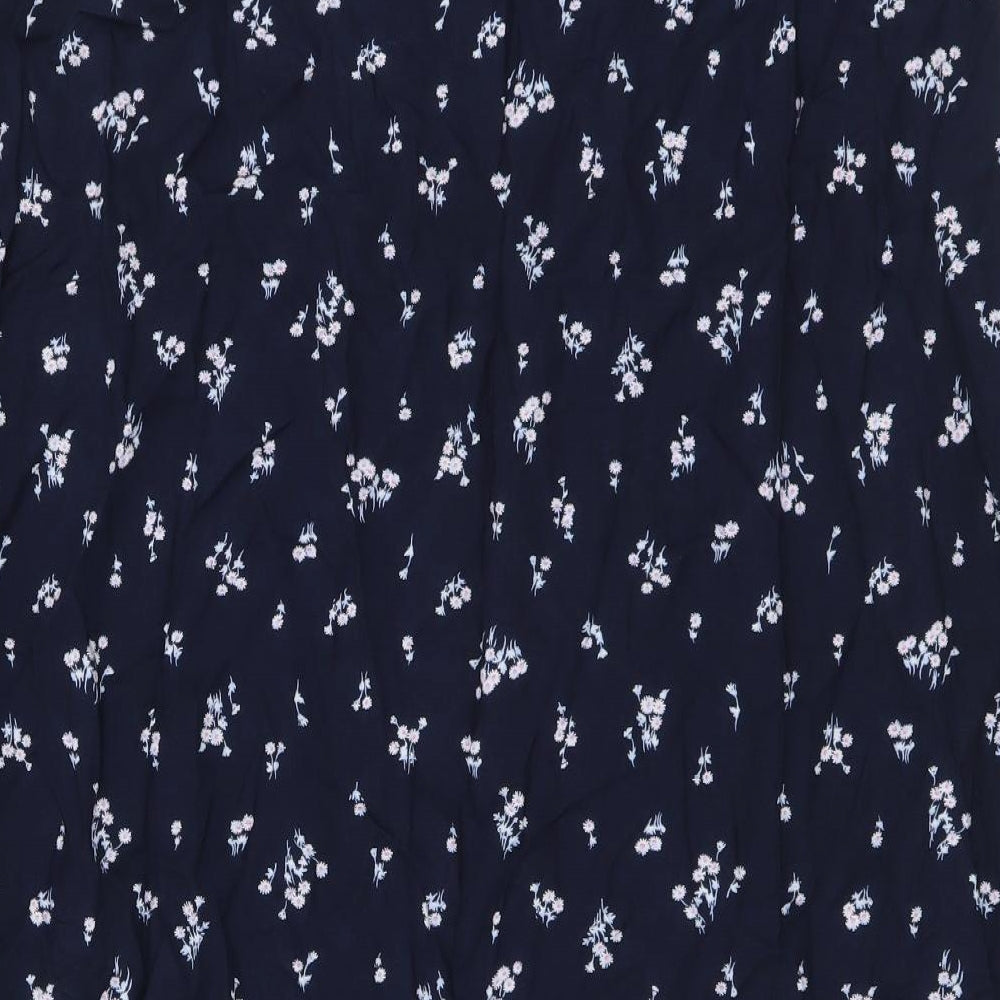Marks and Spencer Womens Blue Floral Viscose Straight & Pencil Skirt Size 24 Drawstring