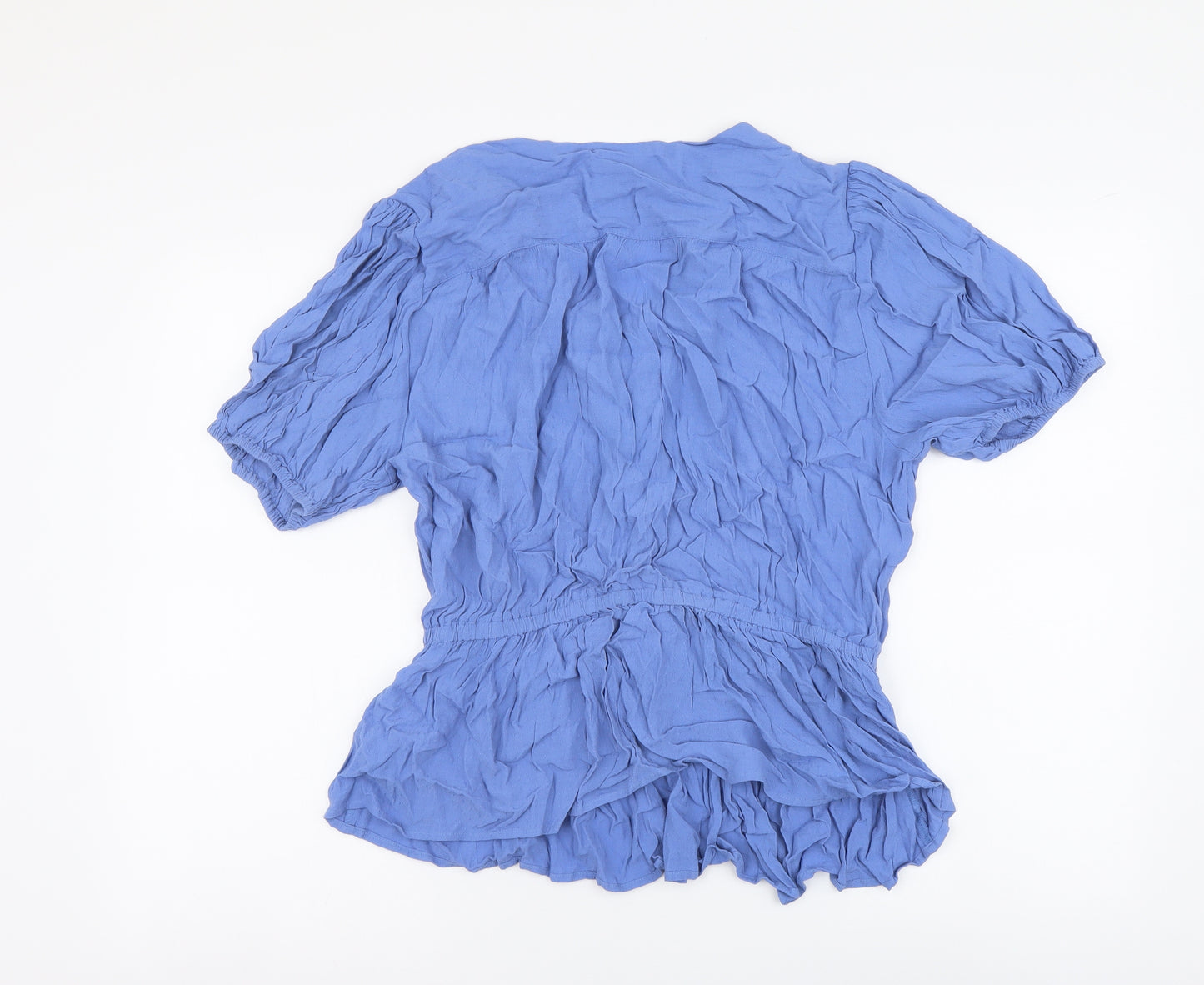 Marks and Spencer Womens Blue Viscose Basic Blouse Size 16 V-Neck