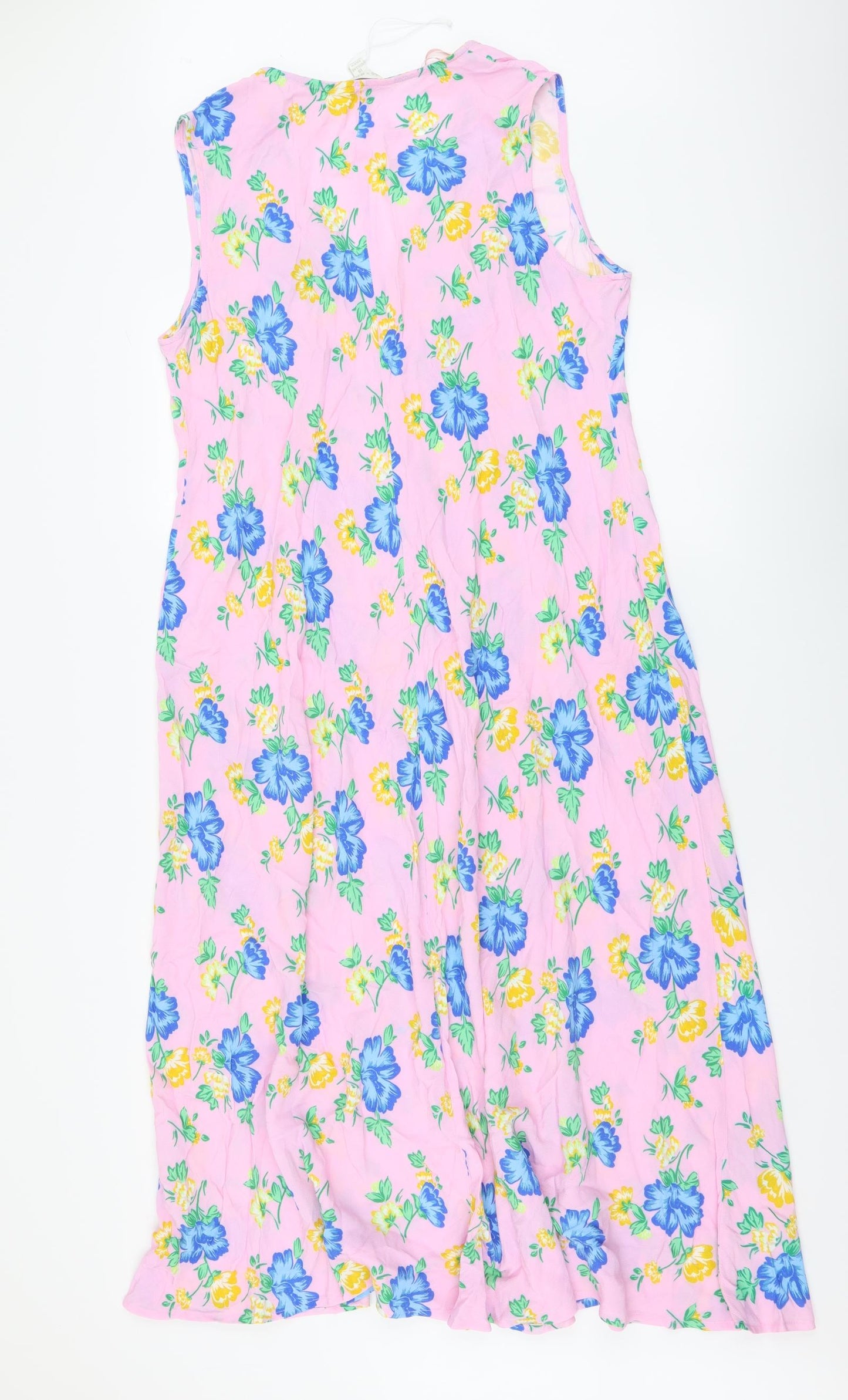 Marks and Spencer Womens Pink Floral Viscose Kaftan Size 18 V-Neck Pullover