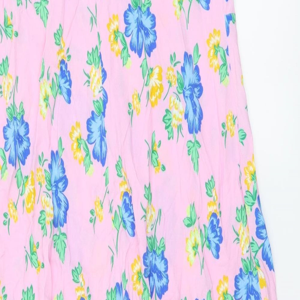 Marks and Spencer Womens Pink Floral Viscose Kaftan Size 18 V-Neck Pullover