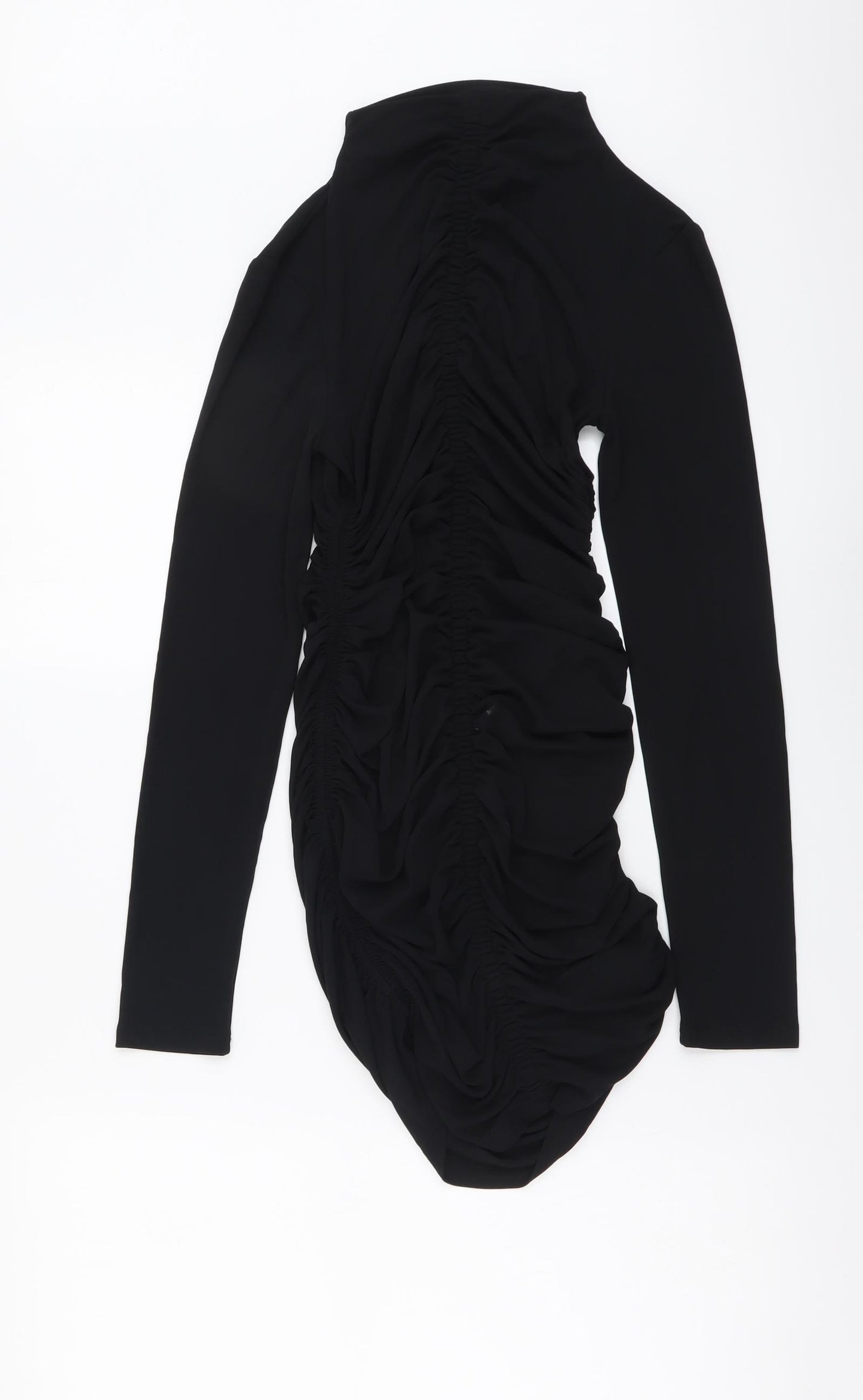 Zara Womens Black Polyester Mini Size M Mock Neck Pullover