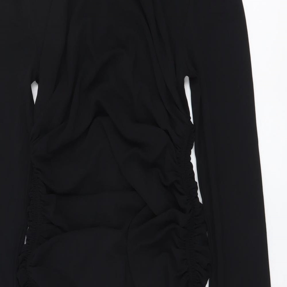 Zara Womens Black Polyester Mini Size M Mock Neck Pullover