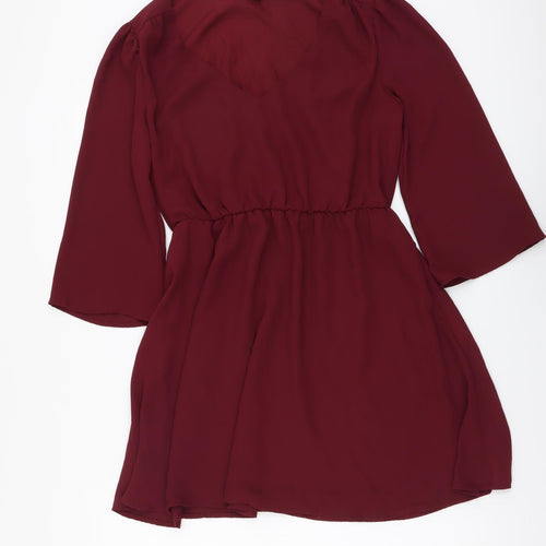 FOREVER 21 Womens Red Polyester Mini Size S V-Neck Pullover