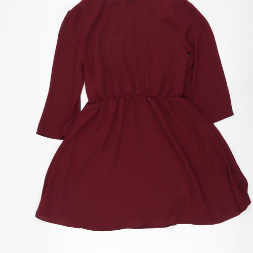 FOREVER 21 Womens Red Polyester Mini Size S V-Neck Pullover
