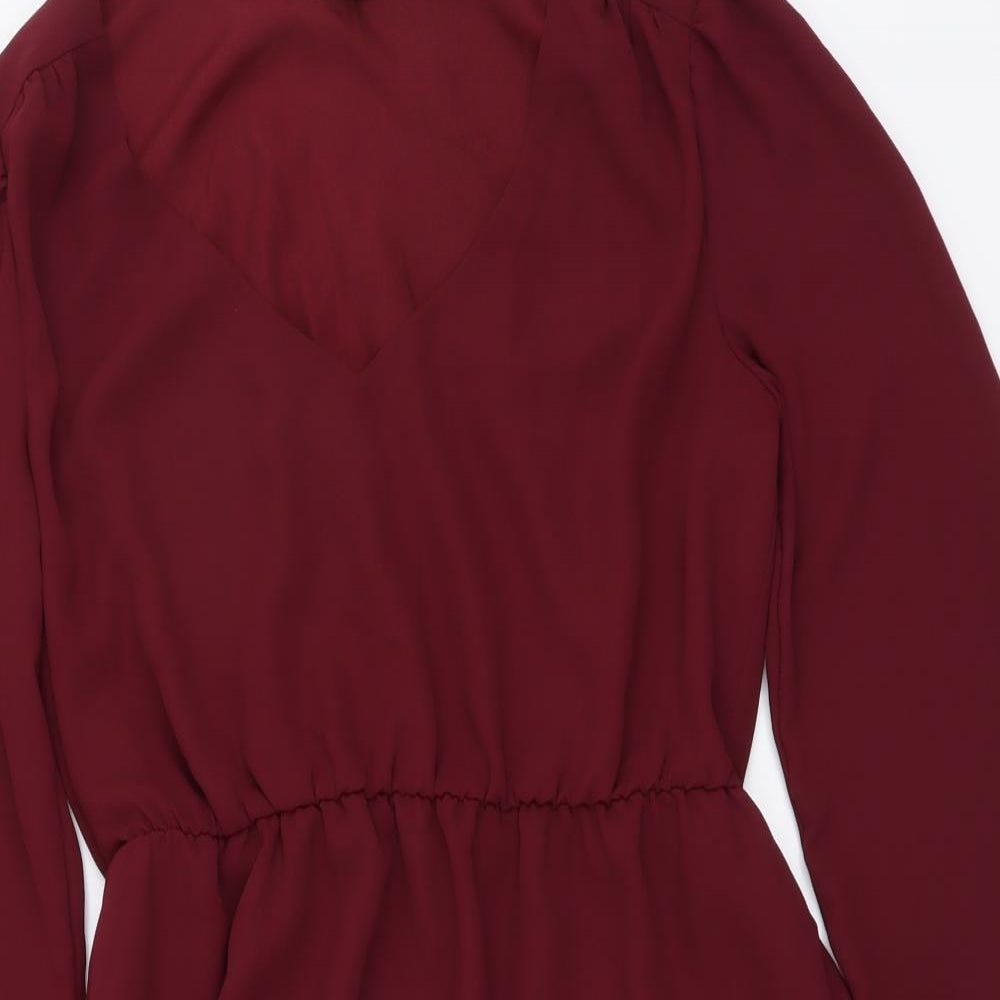 FOREVER 21 Womens Red Polyester Mini Size S V-Neck Pullover
