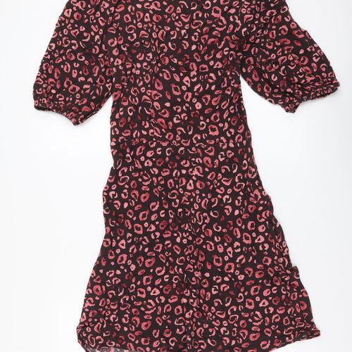 NEXT Womens Red Animal Print Polyester A-Line Size 10 Round Neck Pullover