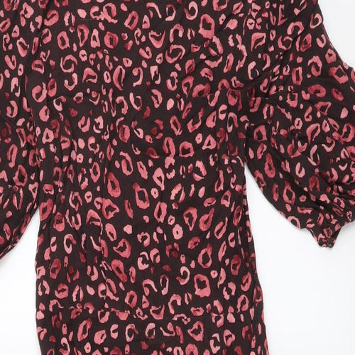 NEXT Womens Red Animal Print Polyester A-Line Size 10 Round Neck Pullover