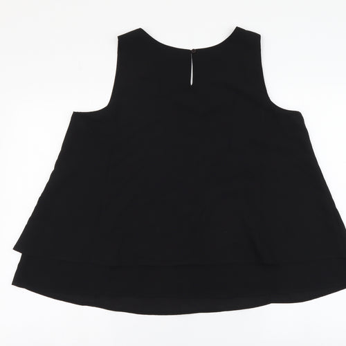 Together Womens Black Polyester Basic Blouse Size 14 Round Neck