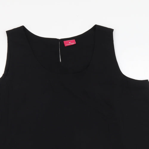 Together Womens Black Polyester Basic Blouse Size 14 Round Neck