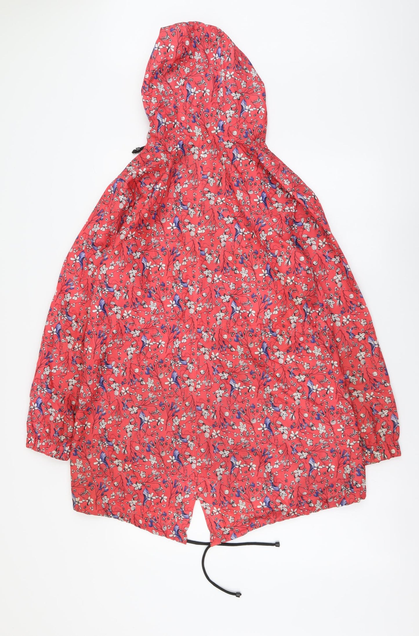 Primark Womens Red Floral Parka Coat Size M Zip