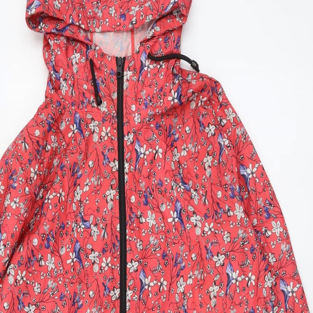 Primark Womens Red Floral Parka Coat Size M Zip