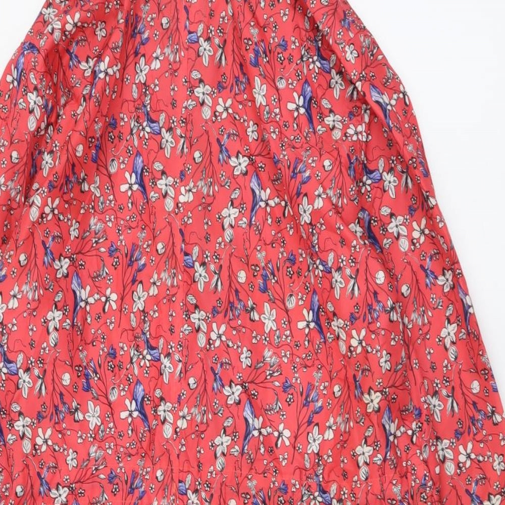 Primark Womens Red Floral Parka Coat Size M Zip