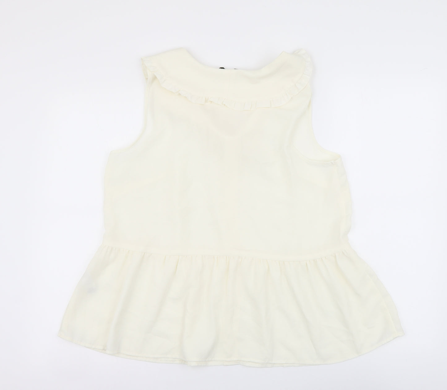 George Womens Ivory Polyester Basic Button-Up Size 14 Collared