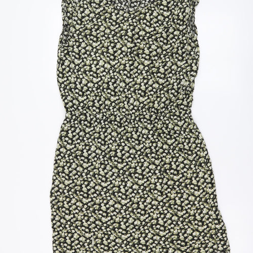 H&M Womens Yellow Floral Viscose A-Line Size 40 Round Neck Pullover