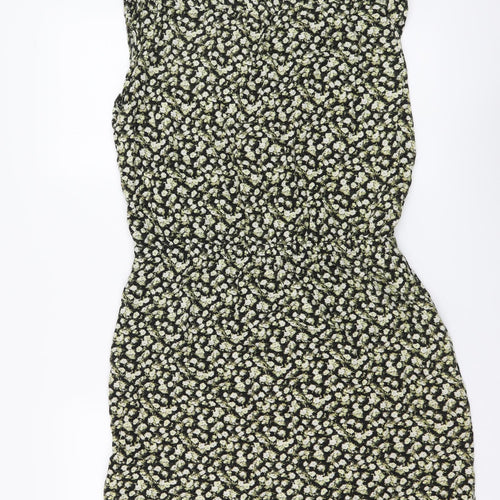 H&M Womens Yellow Floral Viscose A-Line Size 40 Round Neck Pullover