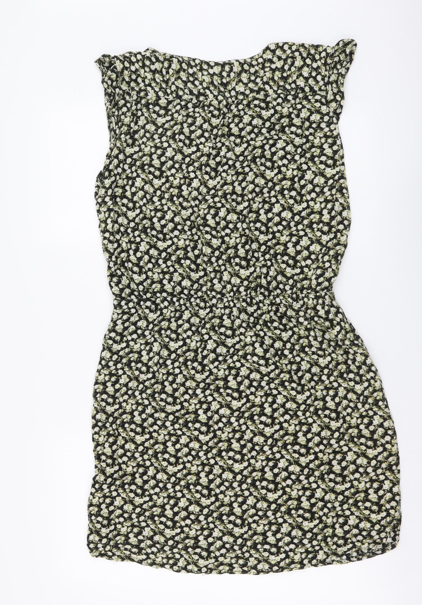 H&M Womens Yellow Floral Viscose A-Line Size 40 Round Neck Pullover