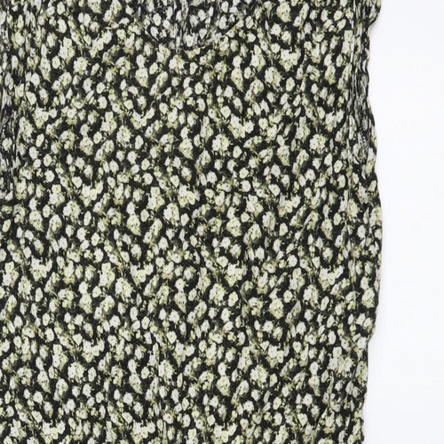H&M Womens Yellow Floral Viscose A-Line Size 40 Round Neck Pullover