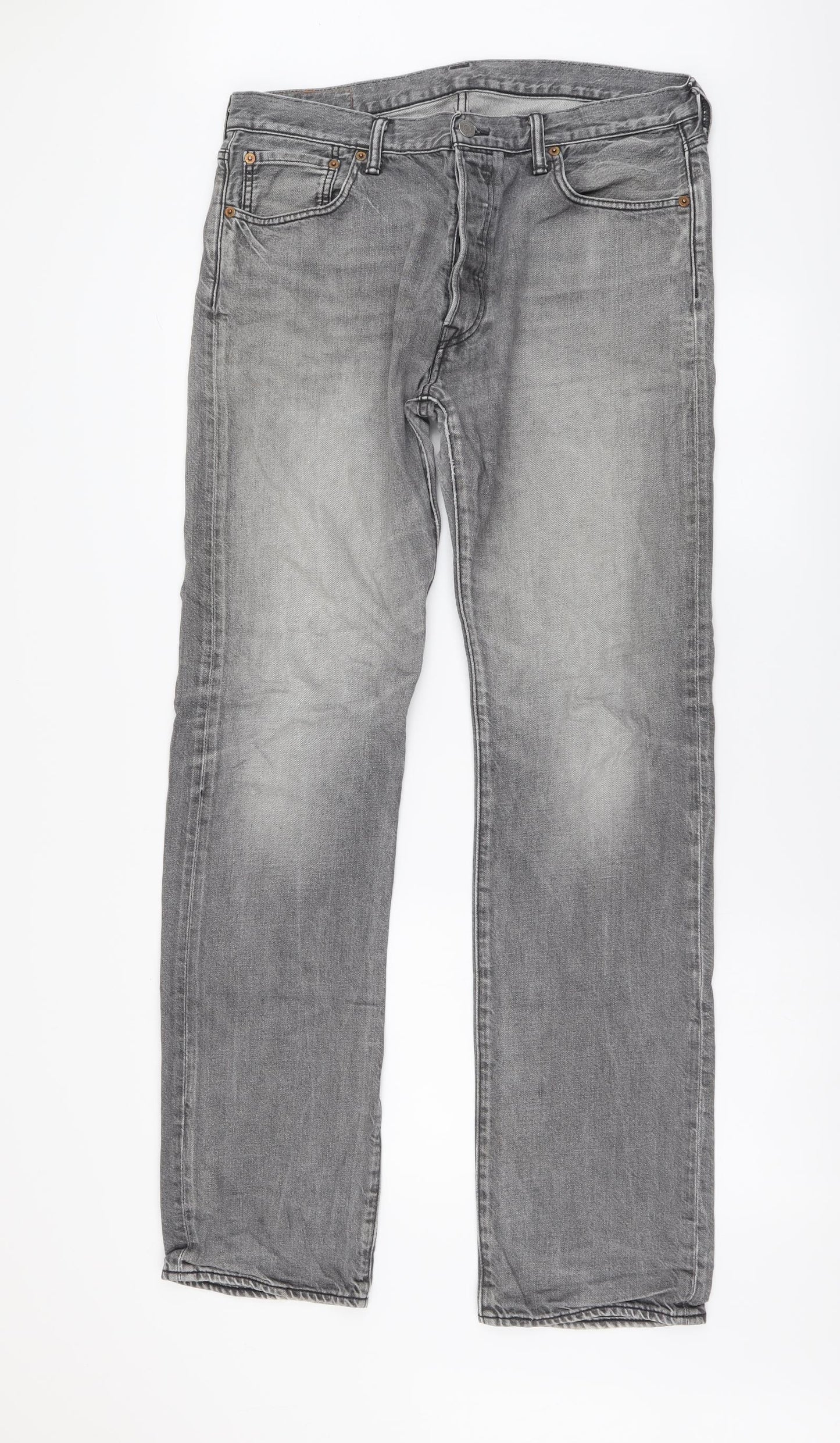 Levi's Mens Grey Cotton Skinny Jeans Size 34 in L34 in Regular Button
