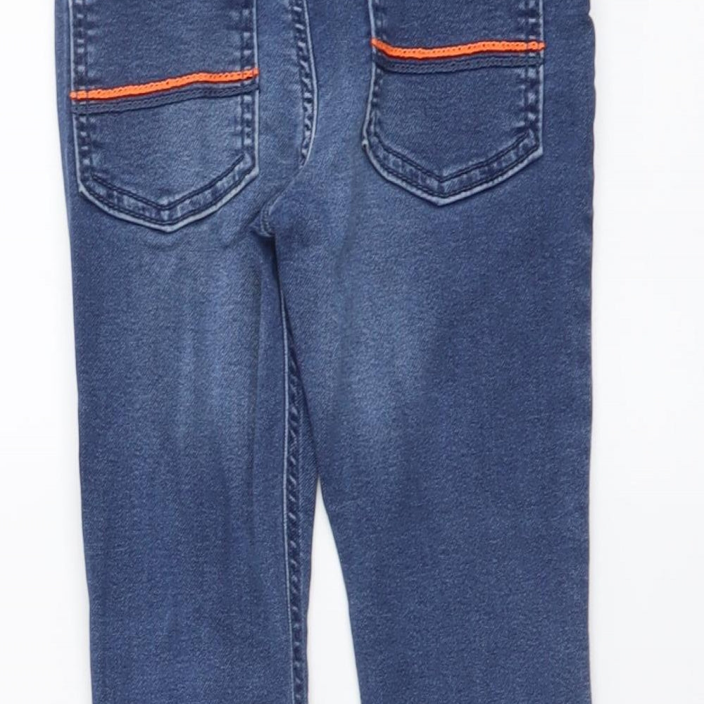 F&F Boys Blue Cotton Jegging Jeans Size 4-5 Years Regular Drawstring