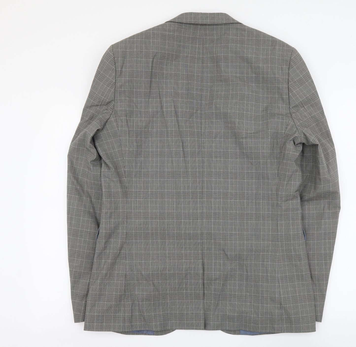 NEXT Mens Grey Plaid Cotton Jacket Suit Jacket Size L