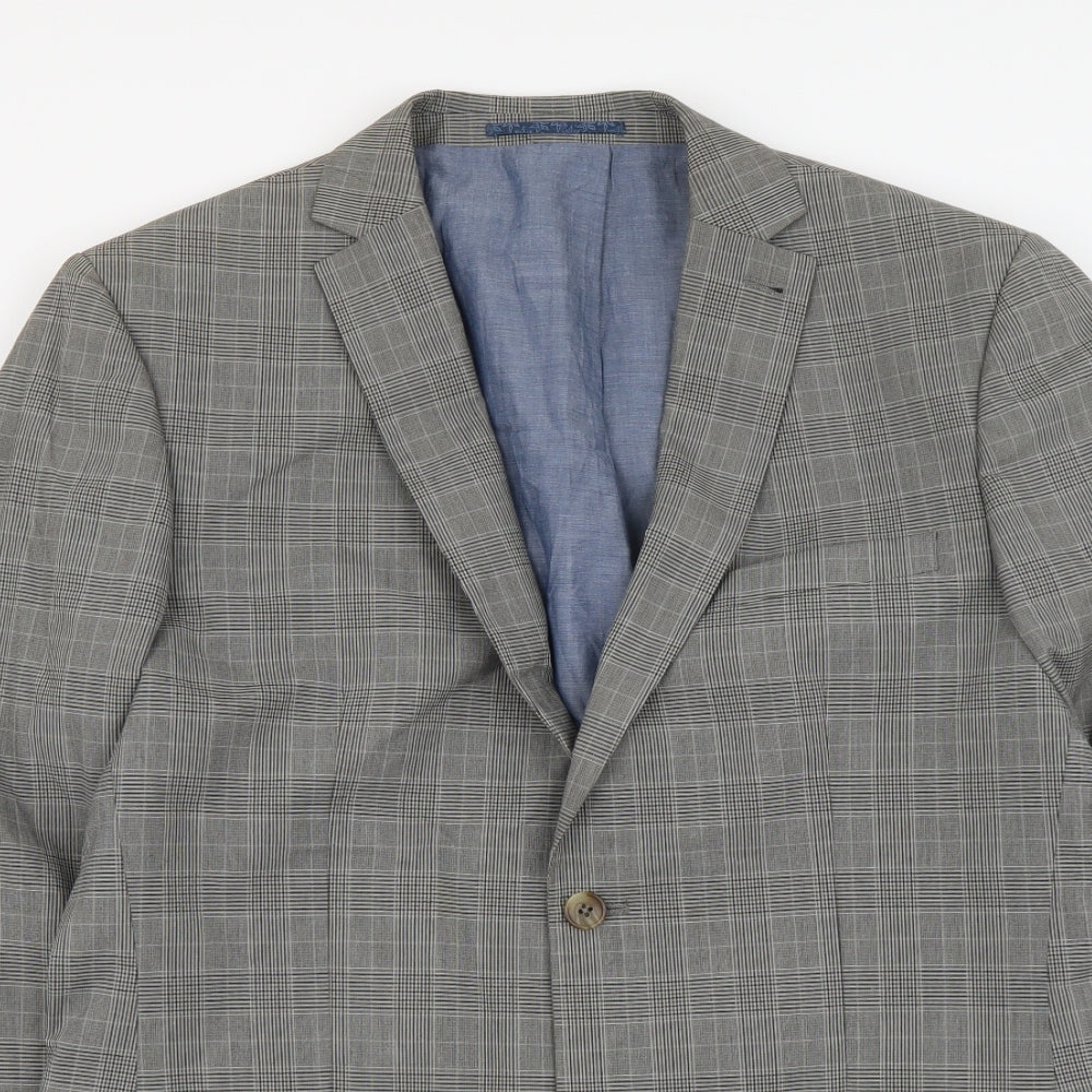 NEXT Mens Grey Plaid Cotton Jacket Suit Jacket Size L