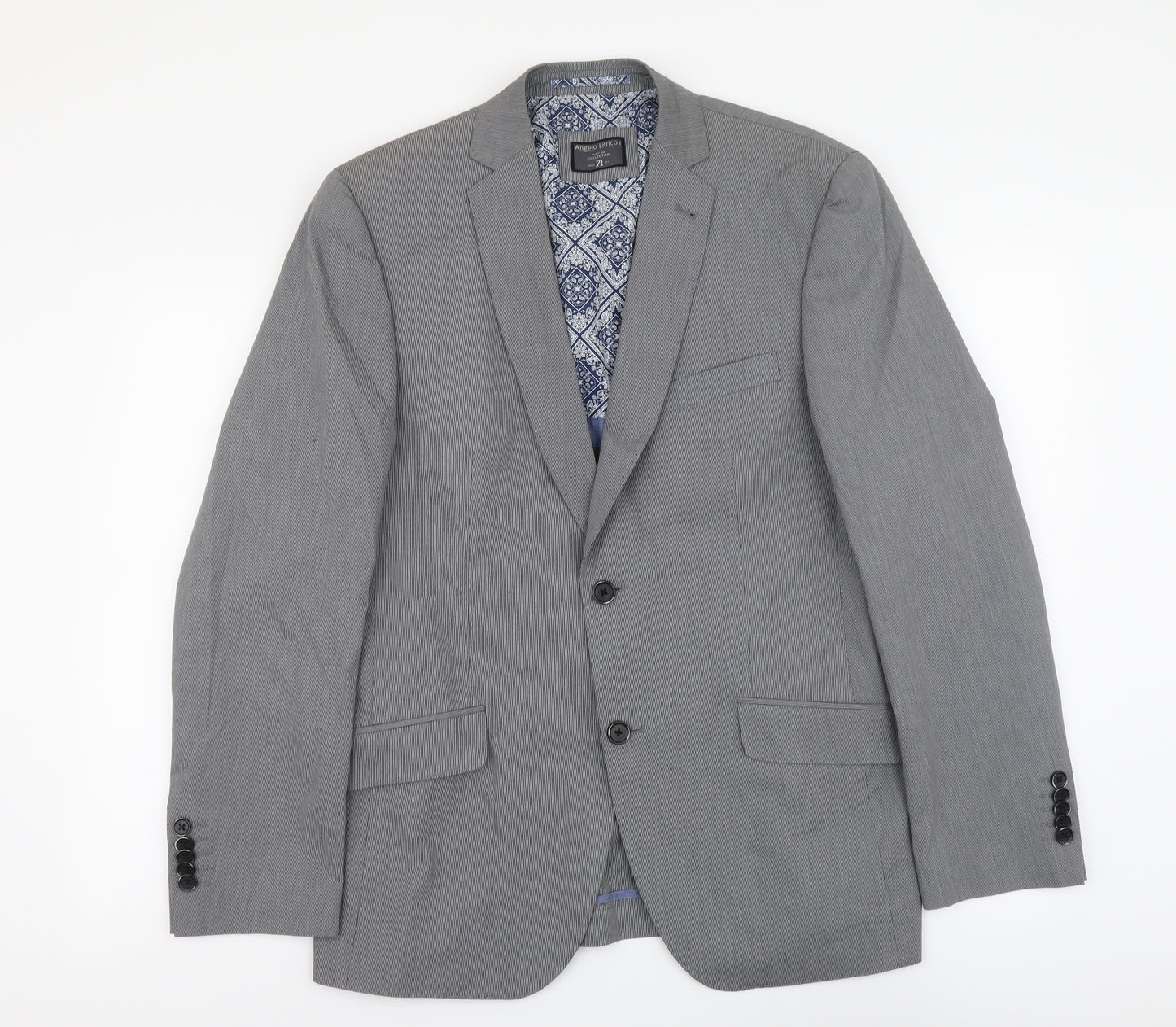 Angelo Litrico Mens Grey Polyester 3 Piece Suit Jacket Size M