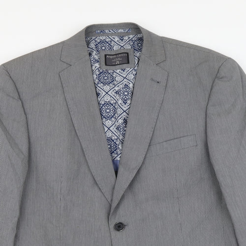 Angelo Litrico Mens Grey Polyester 3 Piece Suit Jacket Size M