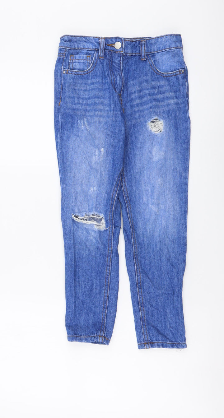 NEXT Girls Blue Cotton Skinny Jeans Size 9 Years Regular Button