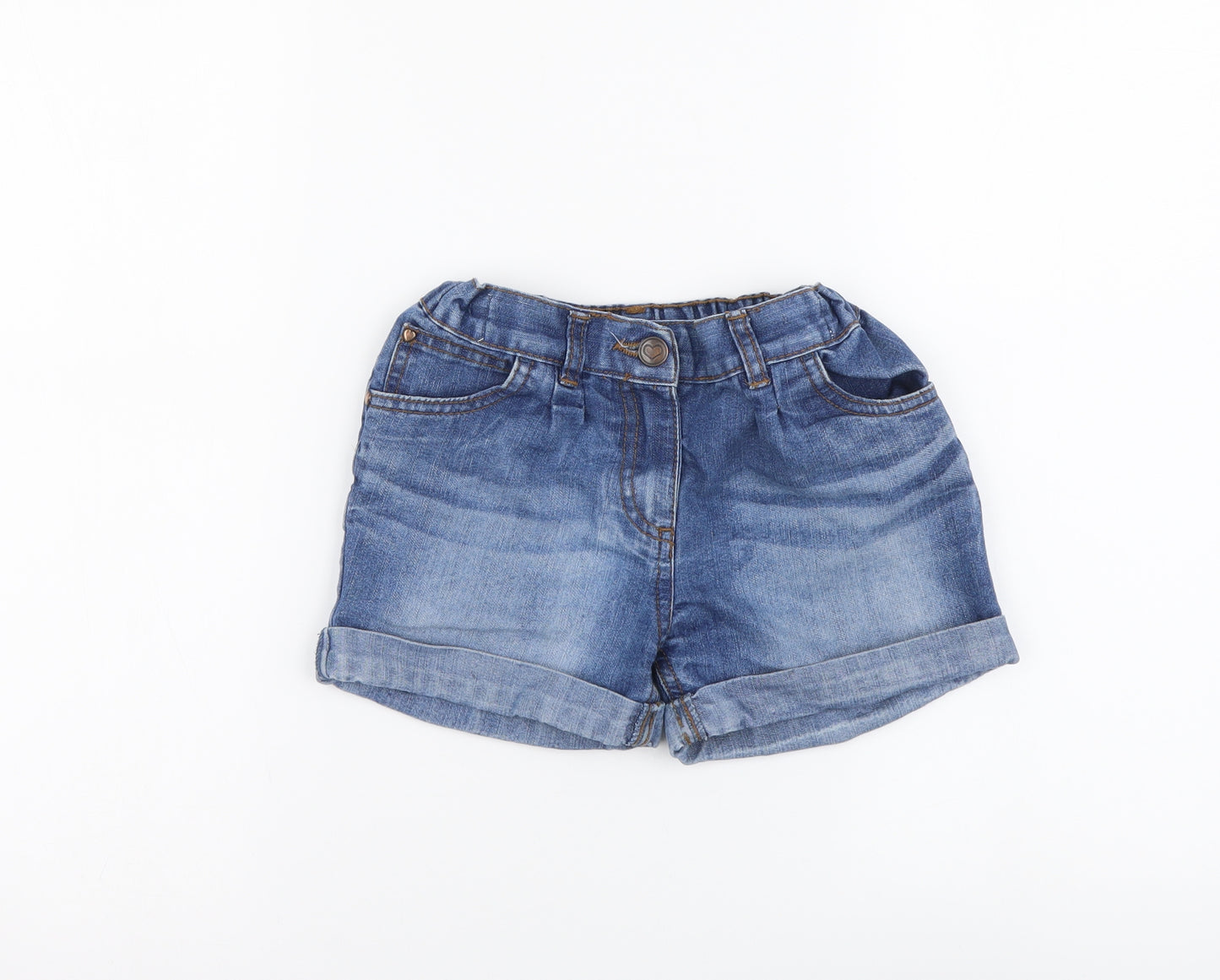 F&F Girls Blue Cotton Sweat Shorts Size 6-7 Years Regular Drawstring