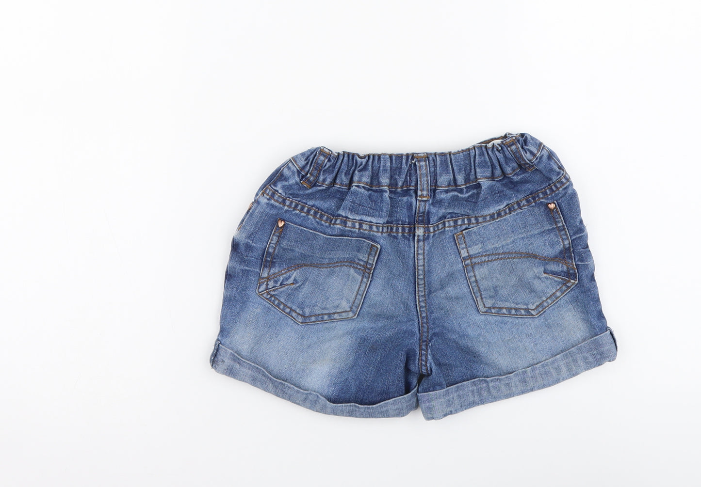 F&F Girls Blue Cotton Sweat Shorts Size 6-7 Years Regular Drawstring