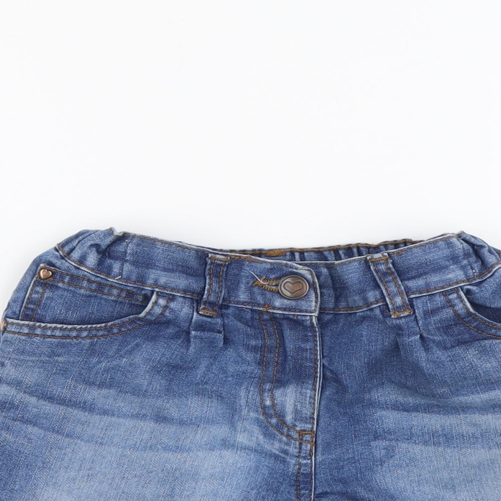 F&F Girls Blue Cotton Sweat Shorts Size 6-7 Years Regular Drawstring