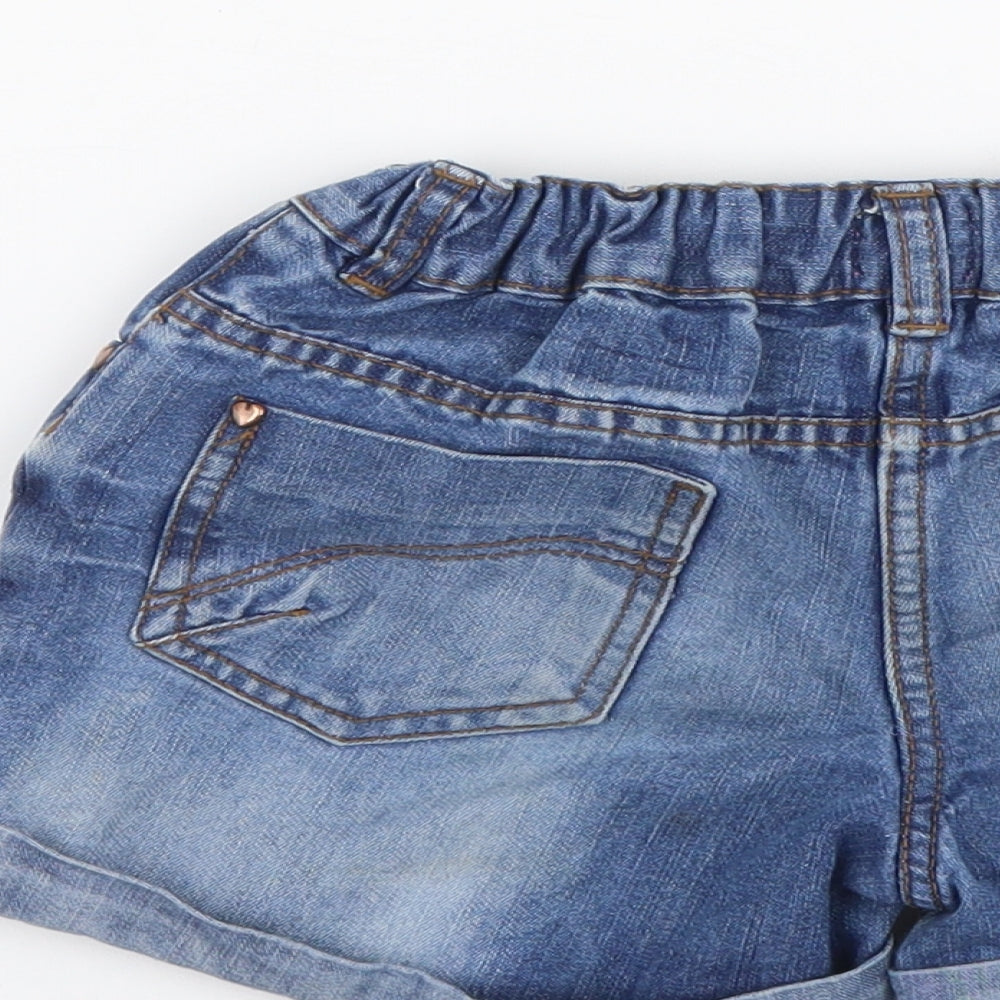 F&F Girls Blue Cotton Sweat Shorts Size 6-7 Years Regular Drawstring