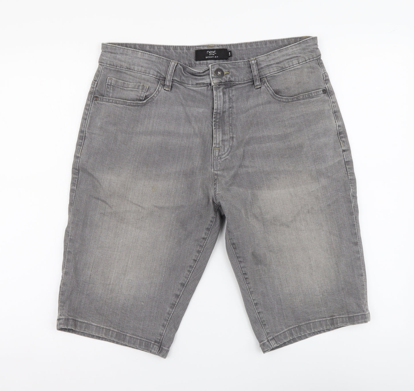 NEXT Mens Grey Cotton Biker Shorts Size 34 in L12 in Regular Button