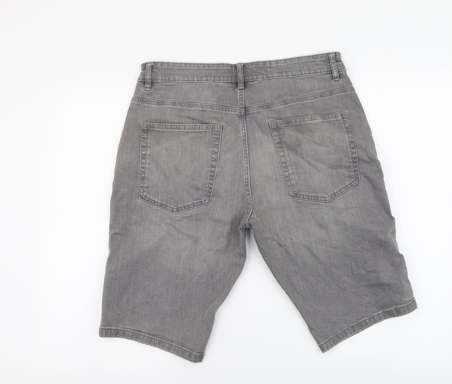 NEXT Mens Grey Cotton Biker Shorts Size 34 in L12 in Regular Button
