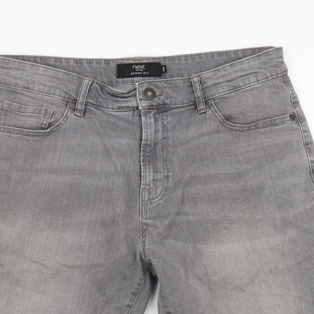 NEXT Mens Grey Cotton Biker Shorts Size 34 in L12 in Regular Button