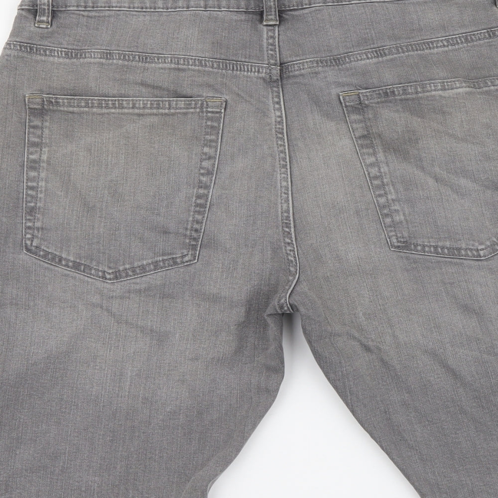 NEXT Mens Grey Cotton Biker Shorts Size 34 in L12 in Regular Button