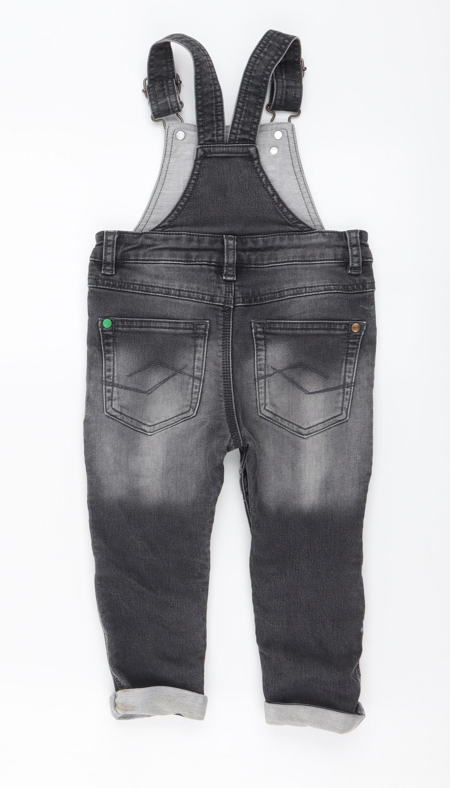 NEXT Boys Grey Cotton Straight Jeans Size 2 Years Regular Button - Dungaree