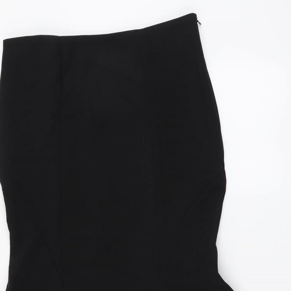 Zara Womens Black Polyester Trumpet Skirt Size M Zip