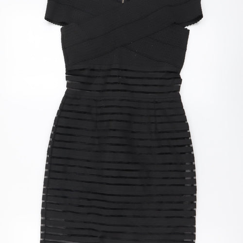 Missguided Womens Black Elastane Mini Size 8 Off the Shoulder Zip