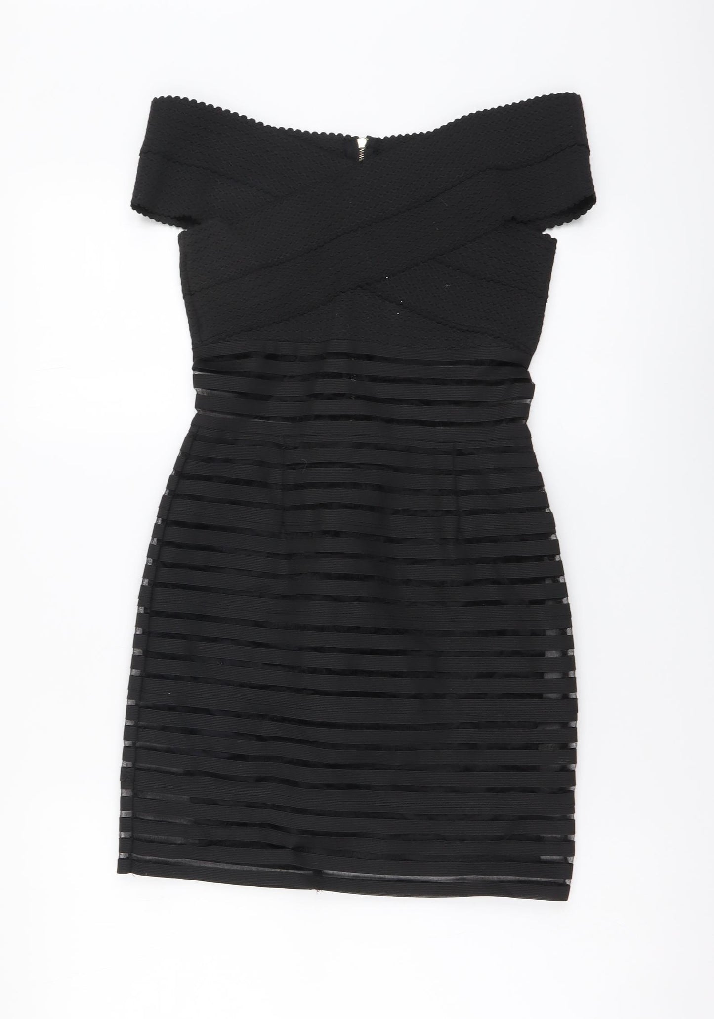 Missguided Womens Black Elastane Mini Size 8 Off the Shoulder Zip