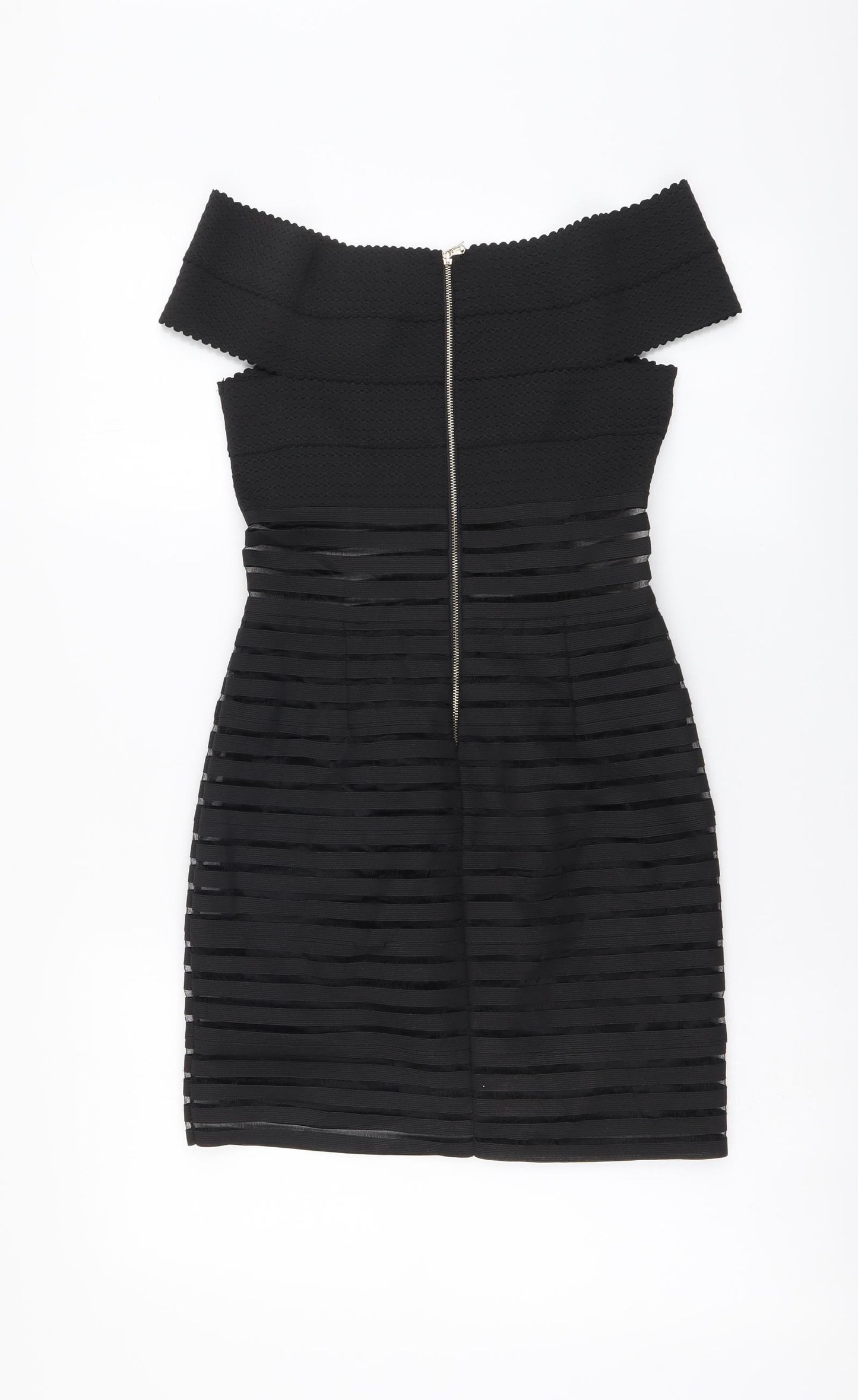 Missguided Womens Black Elastane Mini Size 8 Off the Shoulder Zip