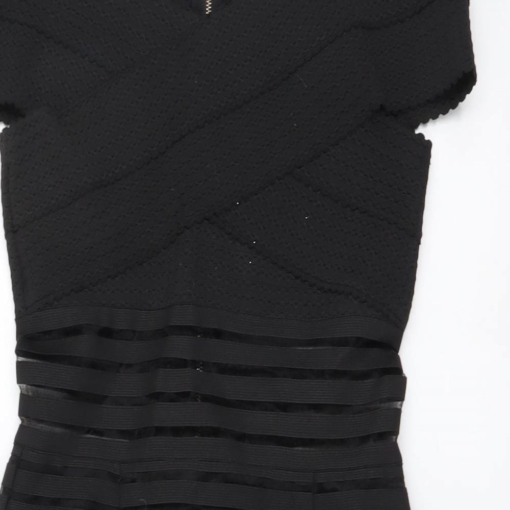 Missguided Womens Black Elastane Mini Size 8 Off the Shoulder Zip