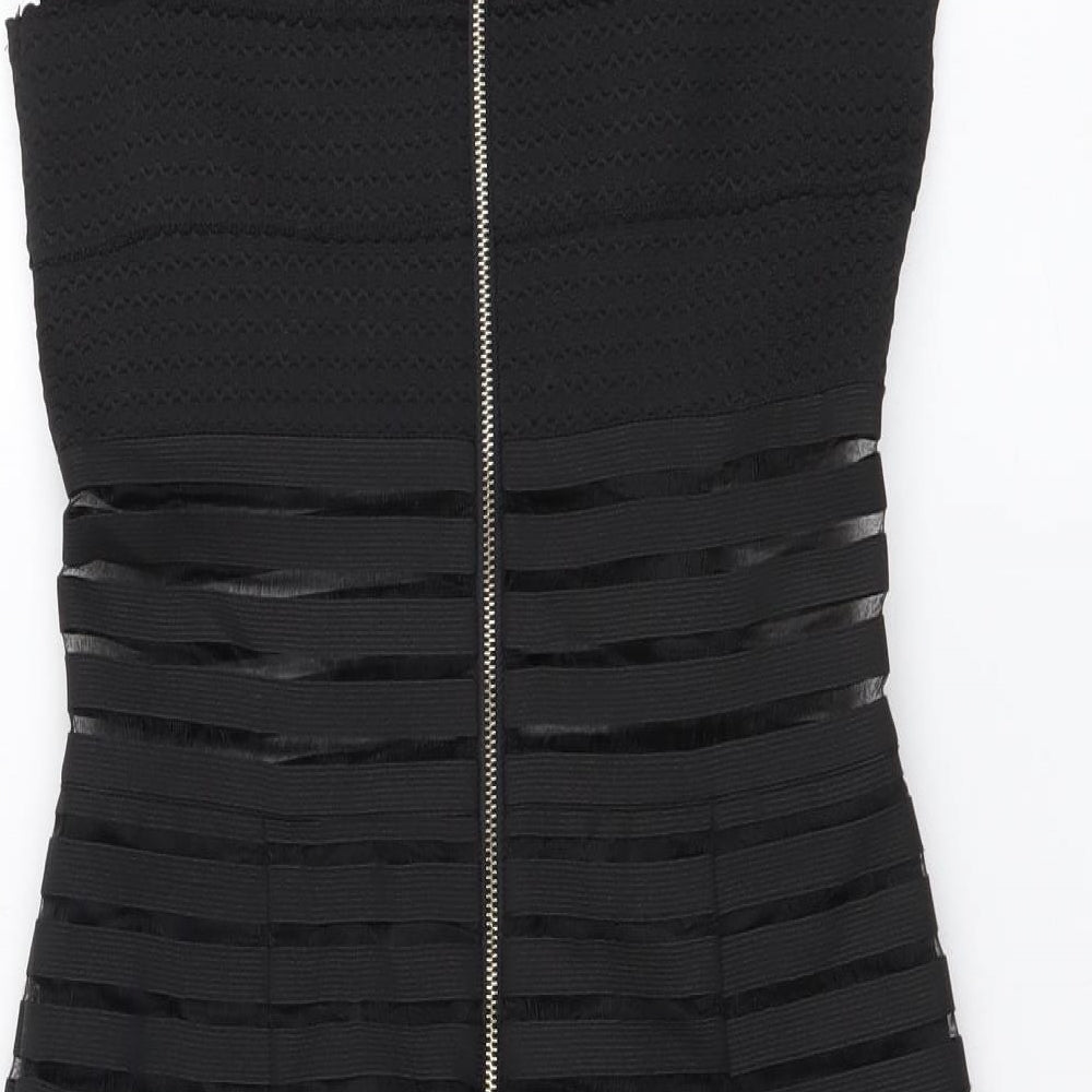 Missguided Womens Black Elastane Mini Size 8 Off the Shoulder Zip
