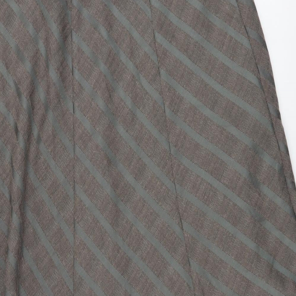 Marks and Spencer Womens Beige Striped Polyester A-Line Skirt Size 14 Drawstring