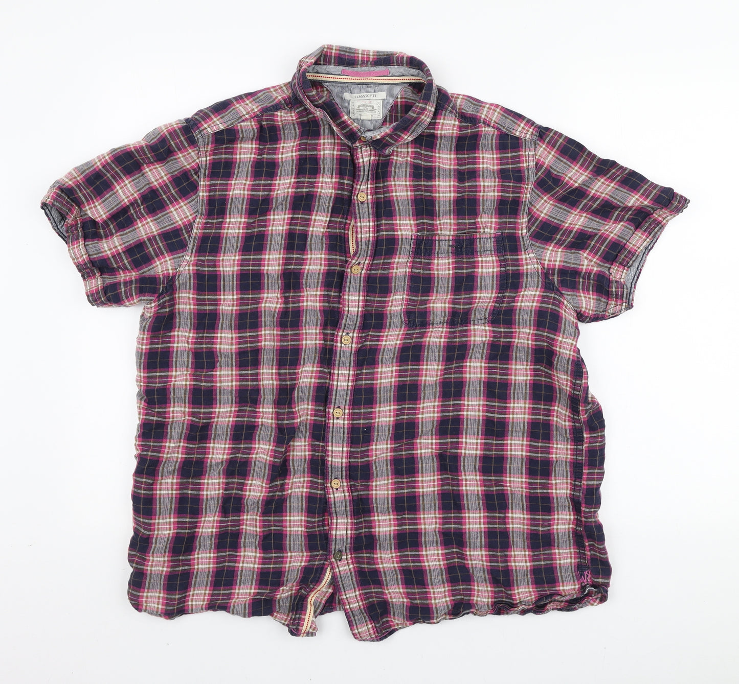 White Stuff Womens Purple Plaid Cotton Basic Button-Up Size L Collared