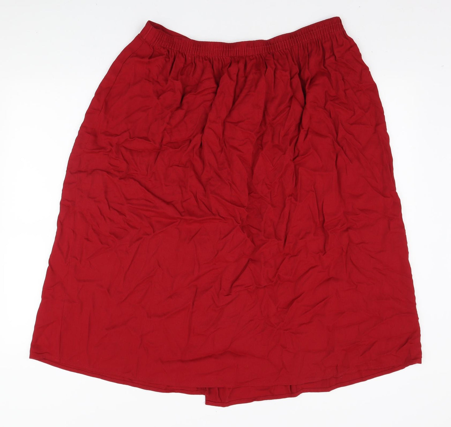 Marks and Spencer Womens Red Viscose Pleated Skirt Size 20 Button