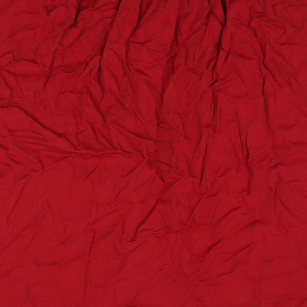 Marks and Spencer Womens Red Viscose Pleated Skirt Size 20 Button
