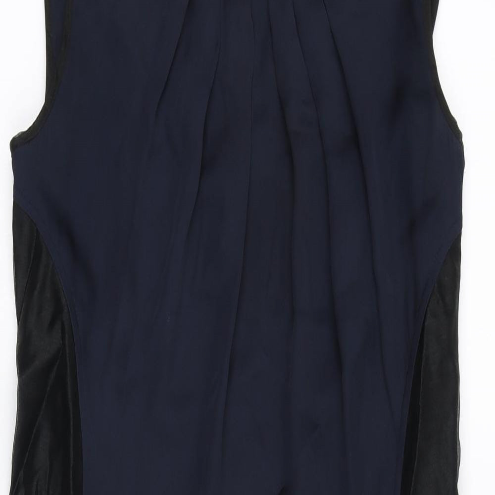 Jasper Conran Womens Blue Polyester Pencil Dress Size 8 Scoop Neck Zip