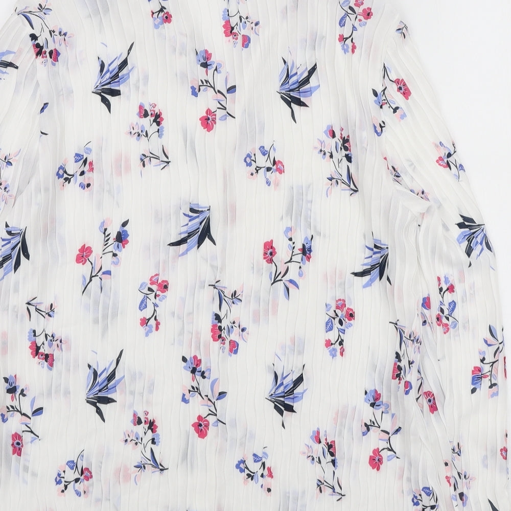 Bonmarché Womens White Floral Polyester Basic Button-Up Size 18 Collared