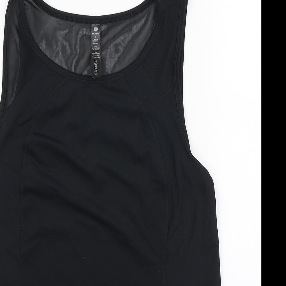 90 Degree Womens Black Polyester Basic Tank Size S Boat Neck Pullover